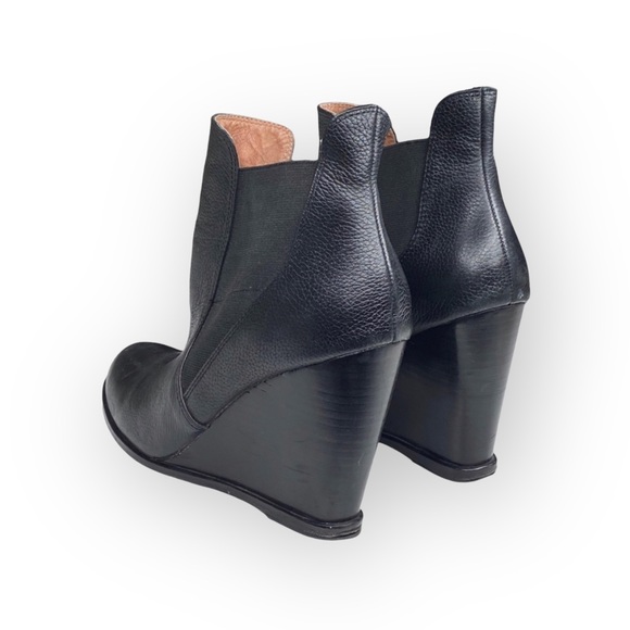 Corso Como  Edgy Biker Wedge Heel Platform Leather Boots Booties  Black 9.5M  - Picture 7 of 16